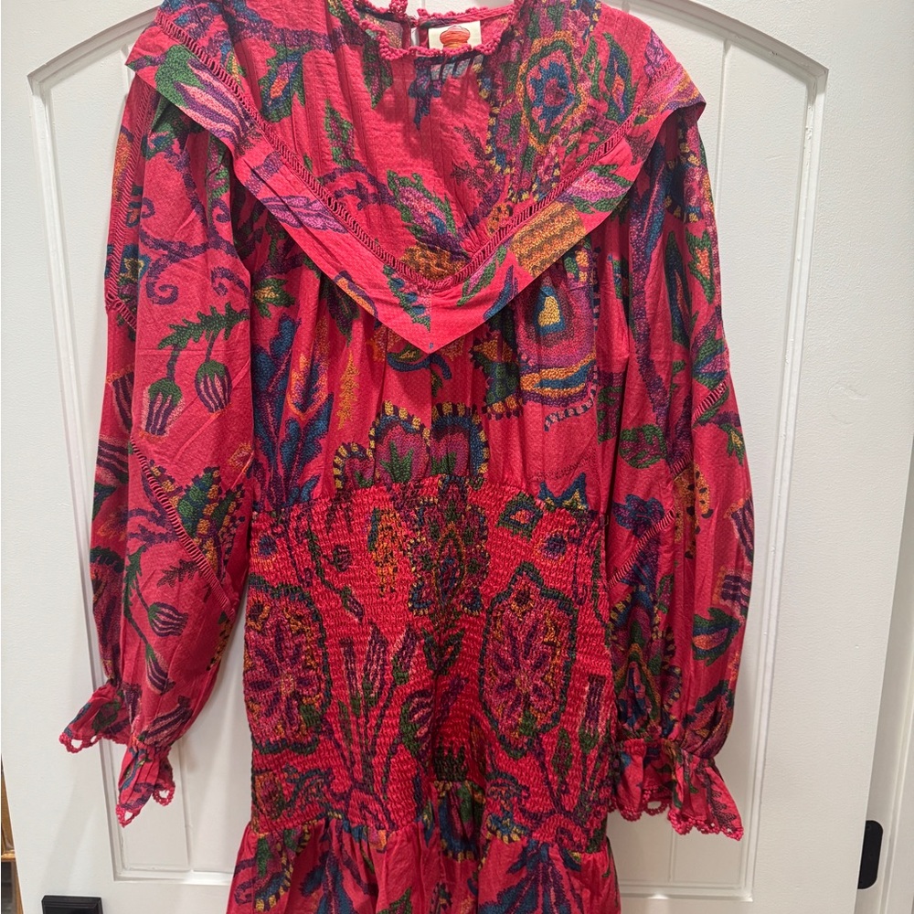 Farm Rio Red Tapestry Ruffle Mini Dress - Picture 4 of 8